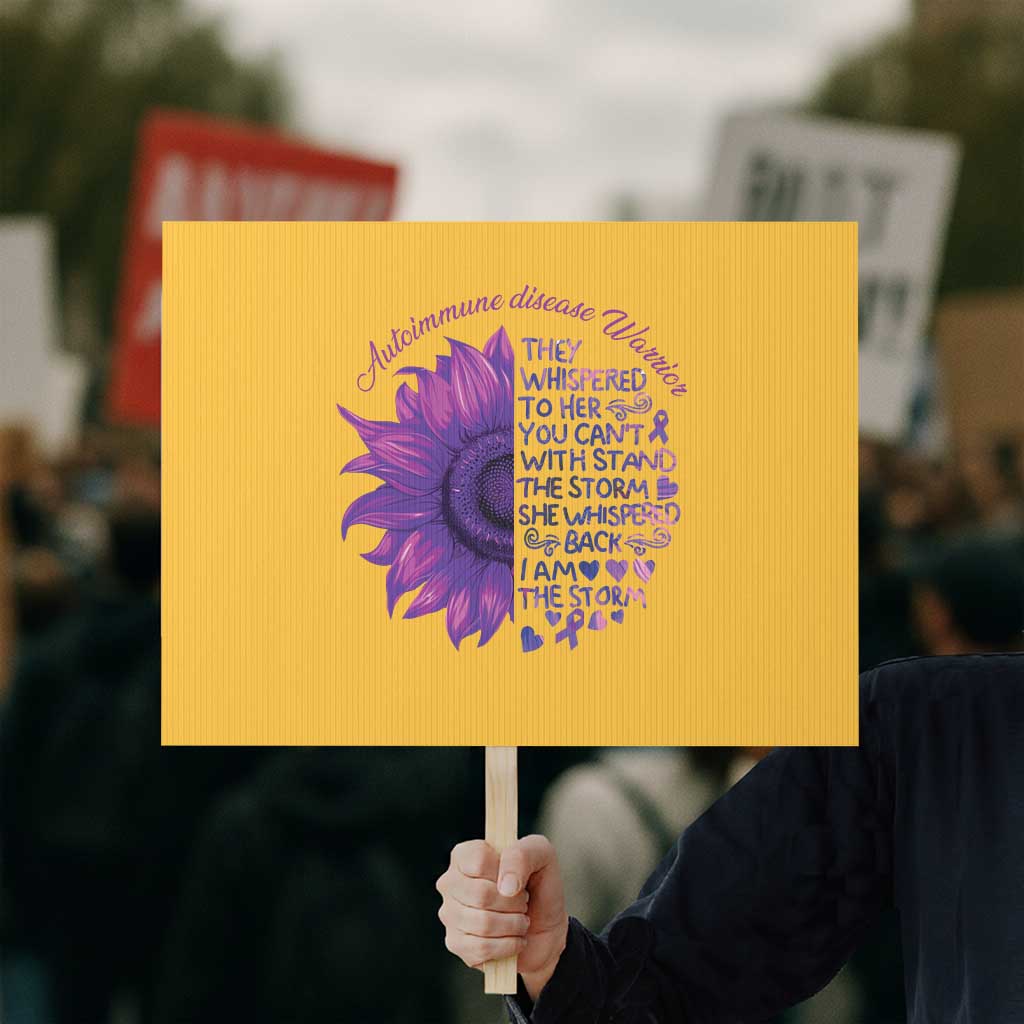 Autoimmune Disease Awereness Protest Sign I Am The Storm Purple Ribbon TS10 Horizontal 18