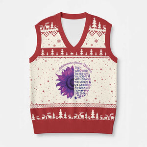 Autoimmune Disease Awereness V-Neck Knit Sweater Vest I Am The Storm Purple Ribbon TS10 Beige Red Print Your Wear