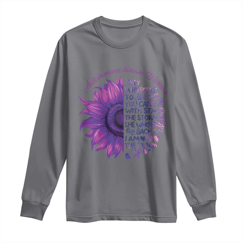 Autoimmune Disease Awereness Long Sleeve Shirt I Am The Storm Purple Ribbon TS10 Charcoal Print Your Wear