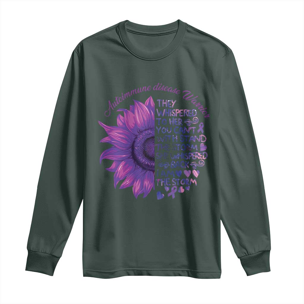 Autoimmune Disease Awereness Long Sleeve Shirt I Am The Storm Purple Ribbon TS10 Dark Forest Green Print Your Wear