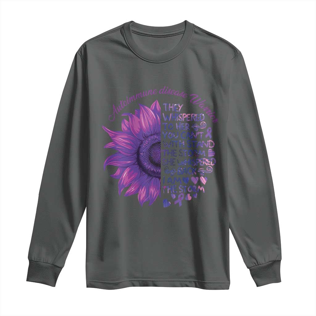Autoimmune Disease Awereness Long Sleeve Shirt I Am The Storm Purple Ribbon TS10 Dark Heather Print Your Wear