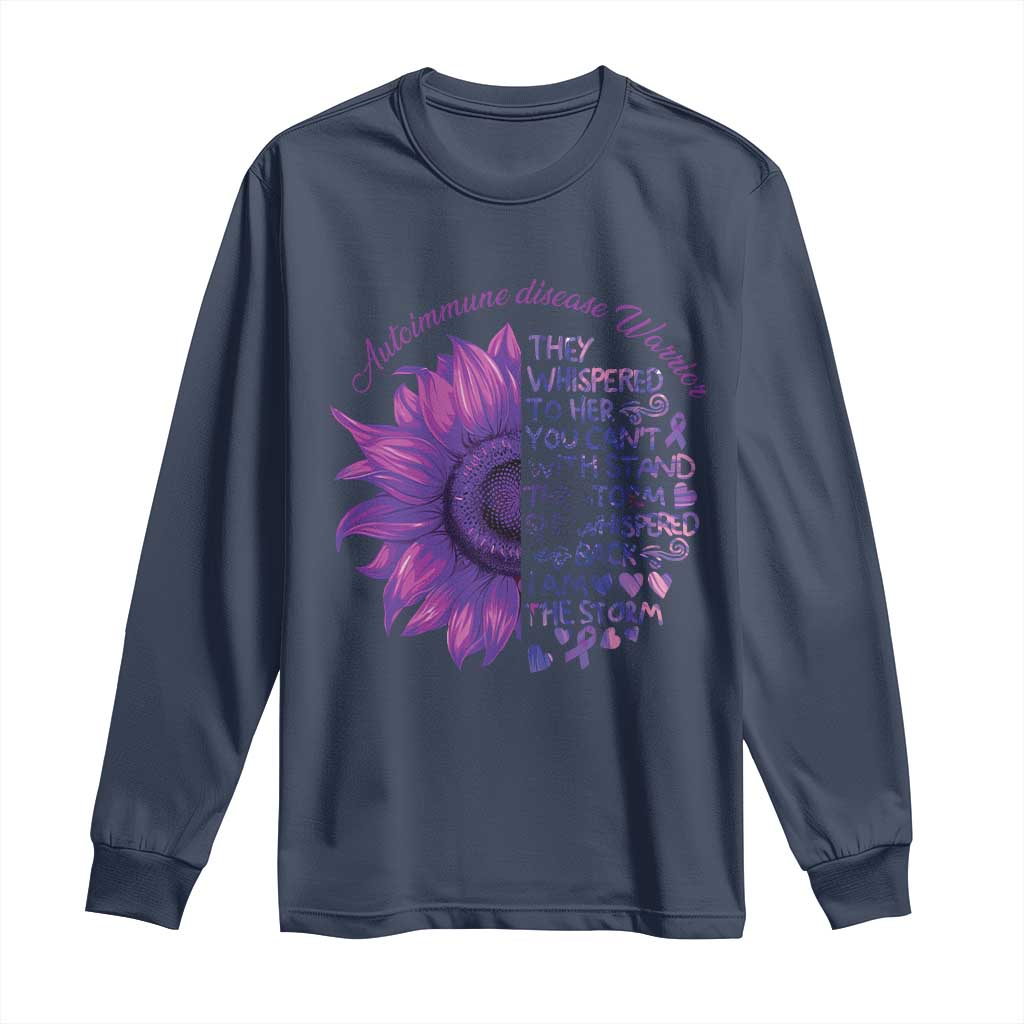 Autoimmune Disease Awereness Long Sleeve Shirt I Am The Storm Purple Ribbon TS10 Navy Print Your Wear