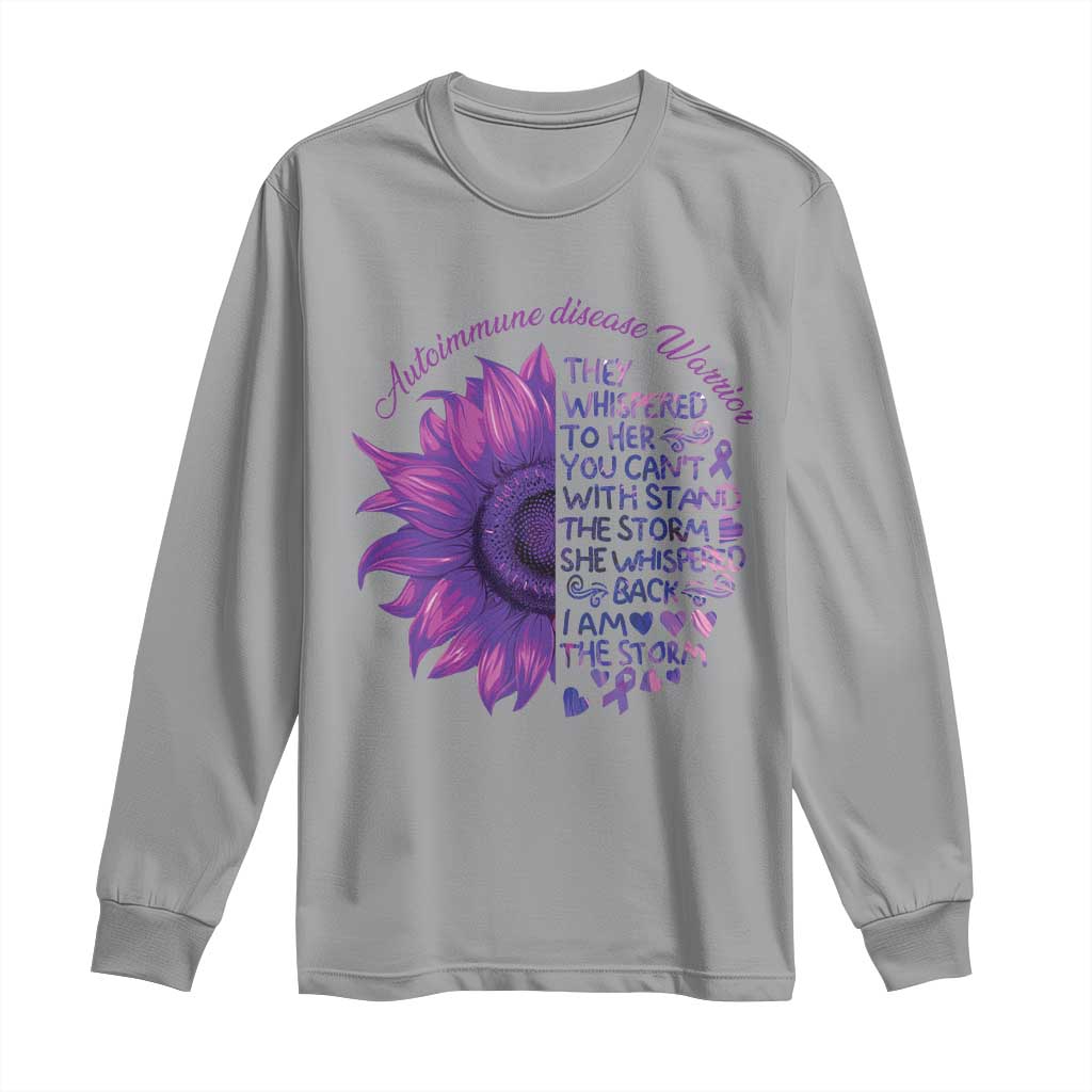 Autoimmune Disease Awereness Long Sleeve Shirt I Am The Storm Purple Ribbon TS10 Sport Gray Print Your Wear