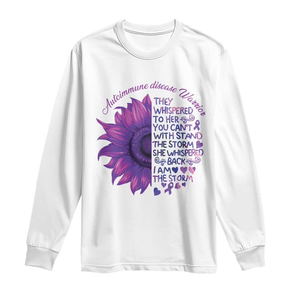 Autoimmune Disease Awereness Long Sleeve Shirt I Am The Storm Purple Ribbon TS10 White Print Your Wear