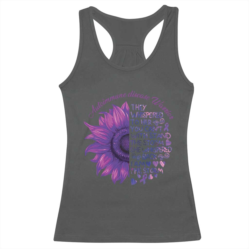 Autoimmune Disease Awereness Racerback Tank Top I Am The Storm Purple Ribbon TS10 Dark Heather Print Your Wear