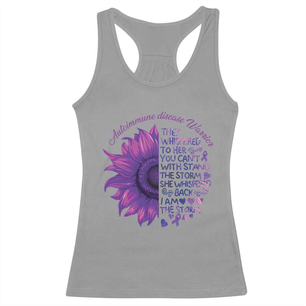 Autoimmune Disease Awereness Racerback Tank Top I Am The Storm Purple Ribbon TS10 Sport Gray Print Your Wear