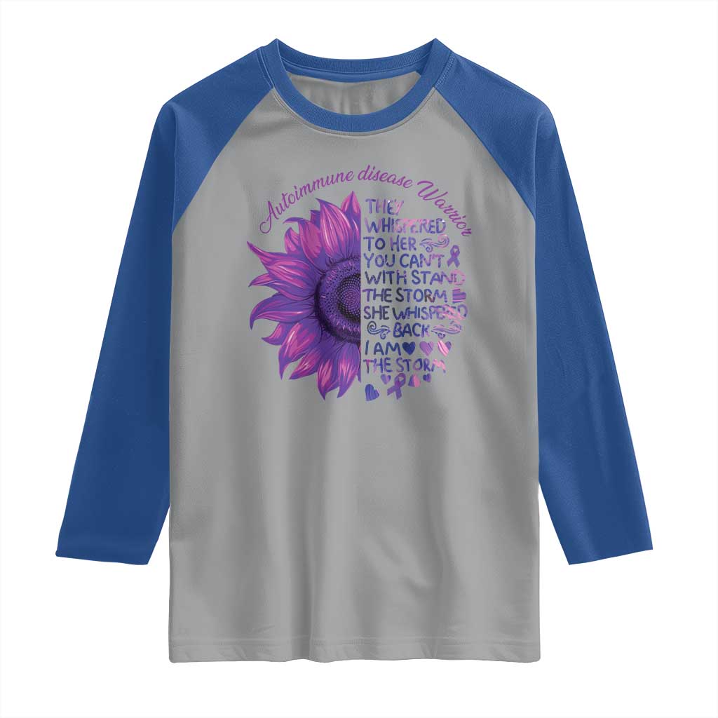Autoimmune Disease Awereness Raglan Shirt I Am The Storm Purple Ribbon TS10 Sport Gray Royal Print Your Wear