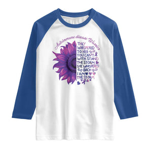 Autoimmune Disease Awereness Raglan Shirt I Am The Storm Purple Ribbon TS10 White Royal Print Your Wear