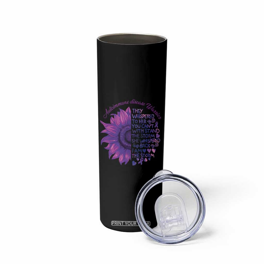 Autoimmune Disease Awereness Skinny Tumbler I Am The Storm Purple Ribbon TS10 Print Your Wear