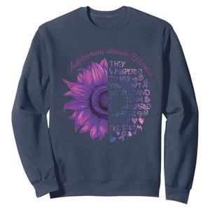 Autoimmune Disease Awereness Sweatshirt I Am The Storm Purple Ribbon TS10 Navy Print Your Wear