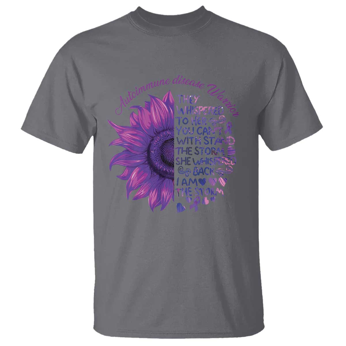 Autoimmune Disease Awereness T Shirt I Am The Storm Purple Ribbon TS10 Charcoal Print Your Wear