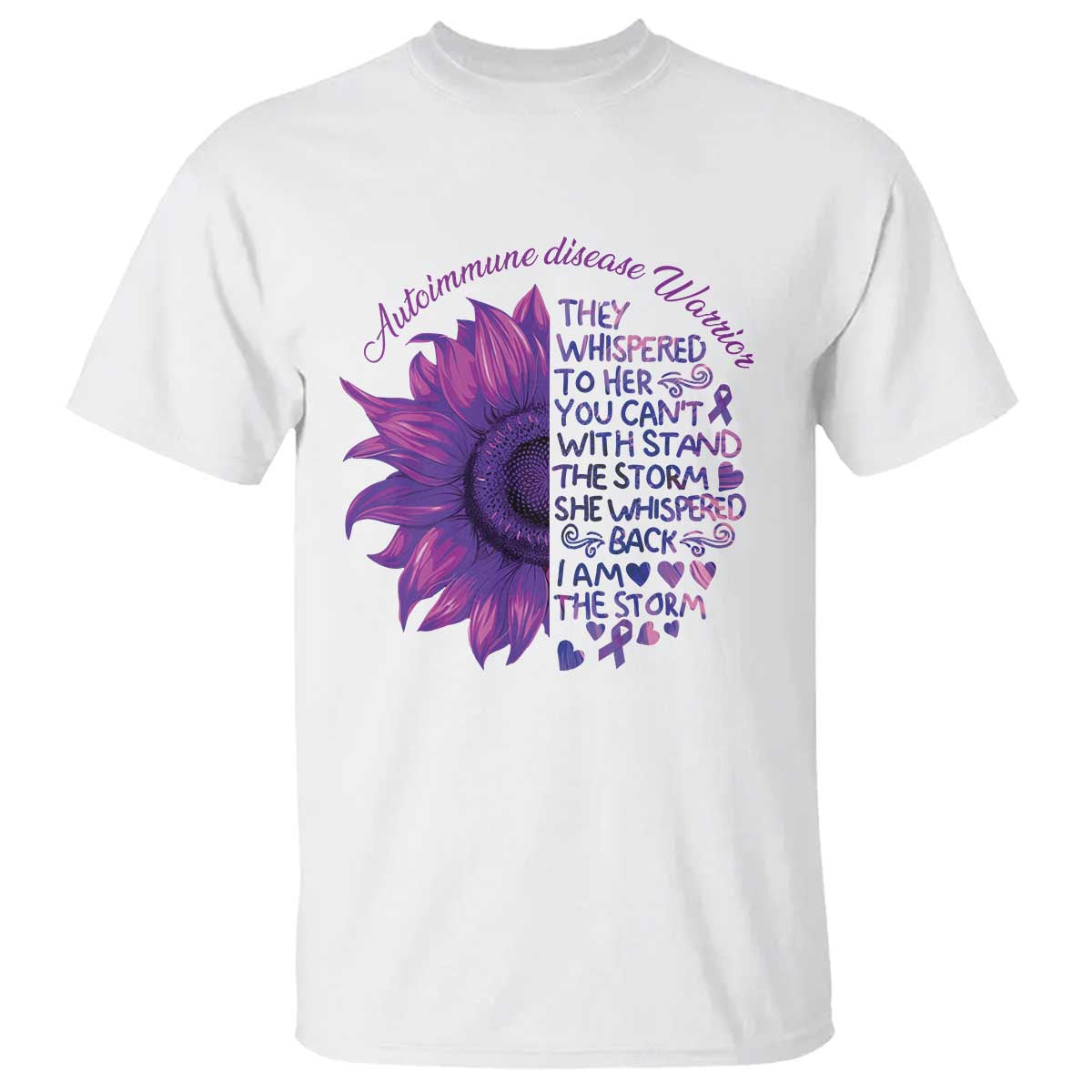 Autoimmune Disease Awereness T Shirt I Am The Storm Purple Ribbon TS10 White Print Your Wear