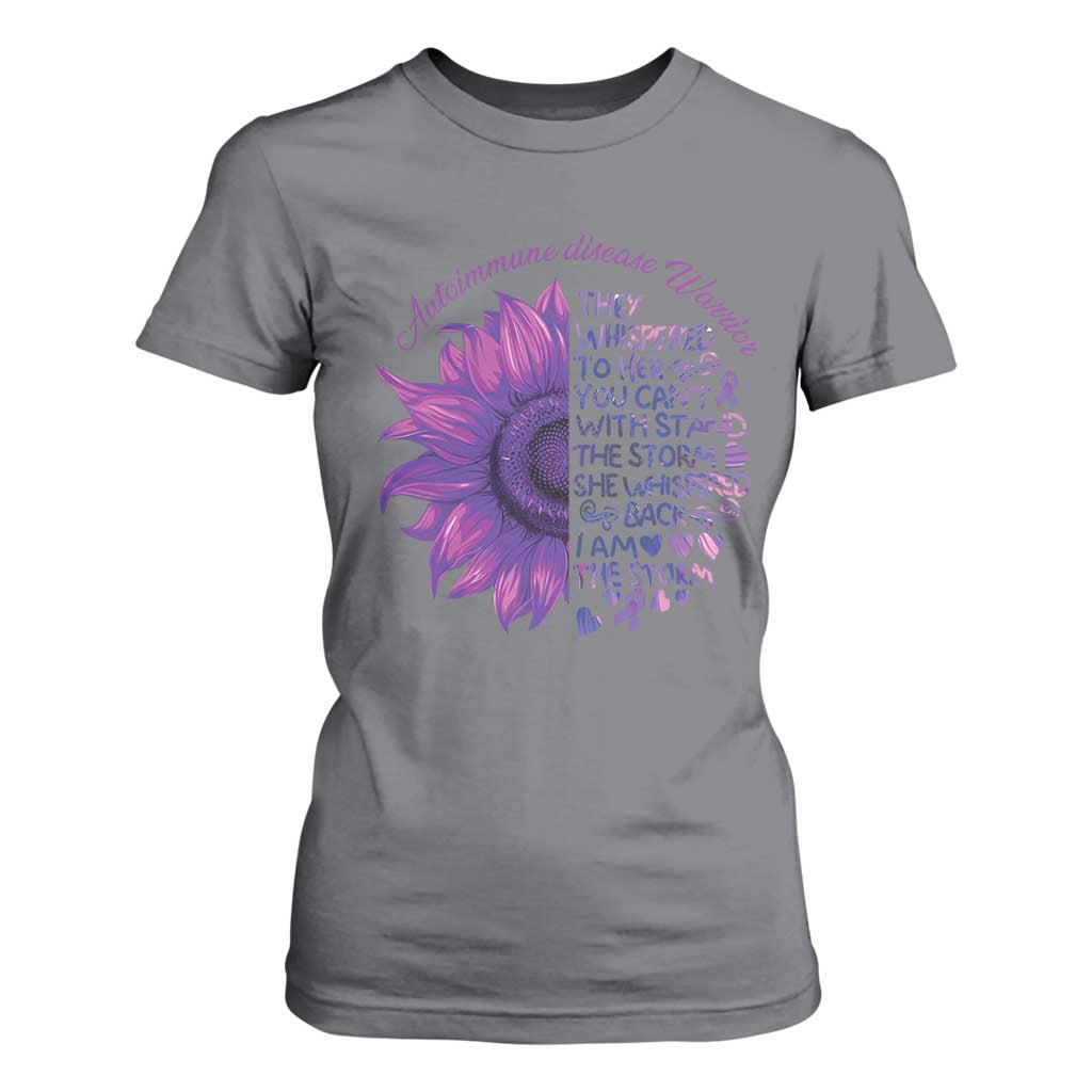 Autoimmune Disease Awereness T Shirt For Women I Am The Storm Purple Ribbon TS10 Charcoal Print Your Wear