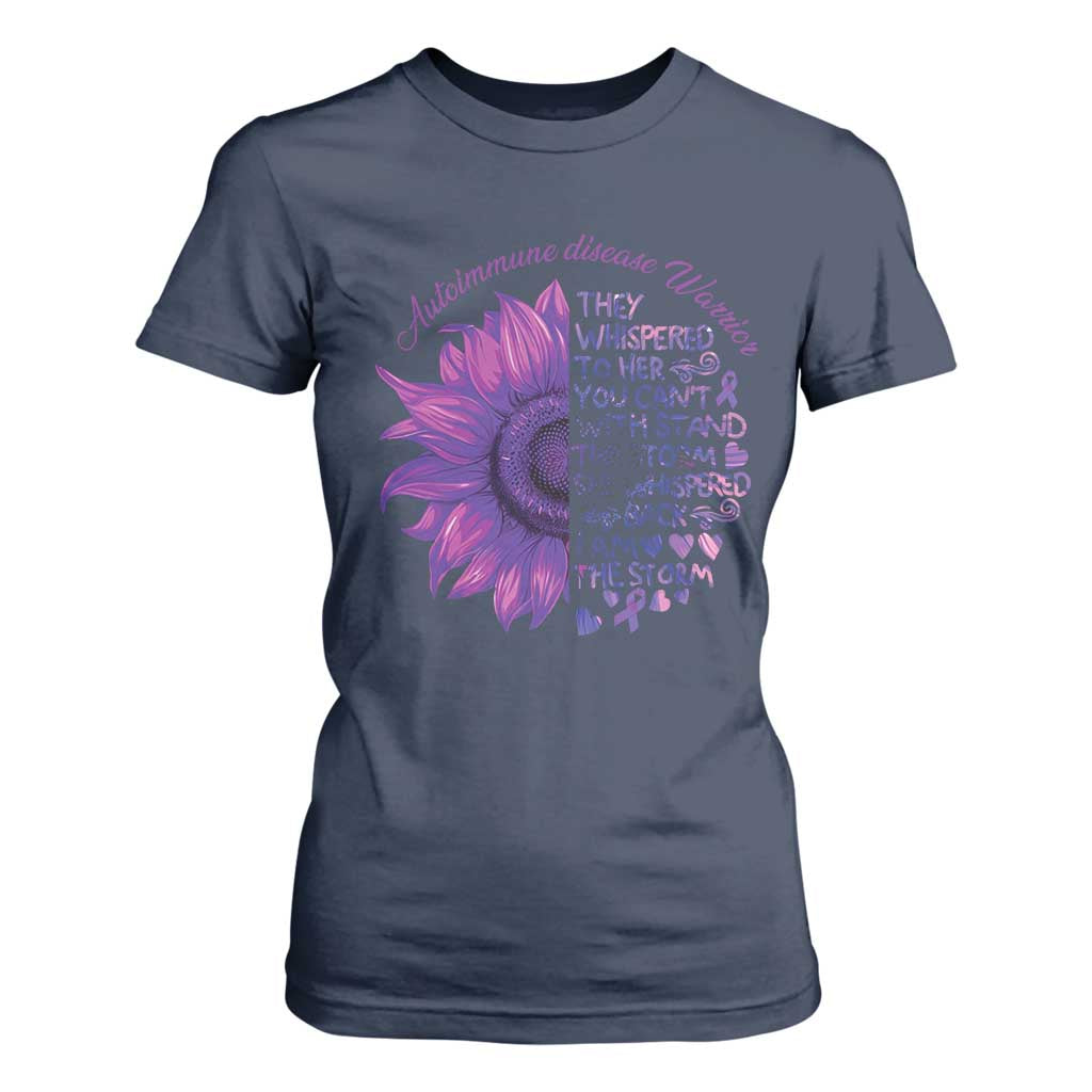 Autoimmune Disease Awereness T Shirt For Women I Am The Storm Purple Ribbon TS10 Navy Print Your Wear