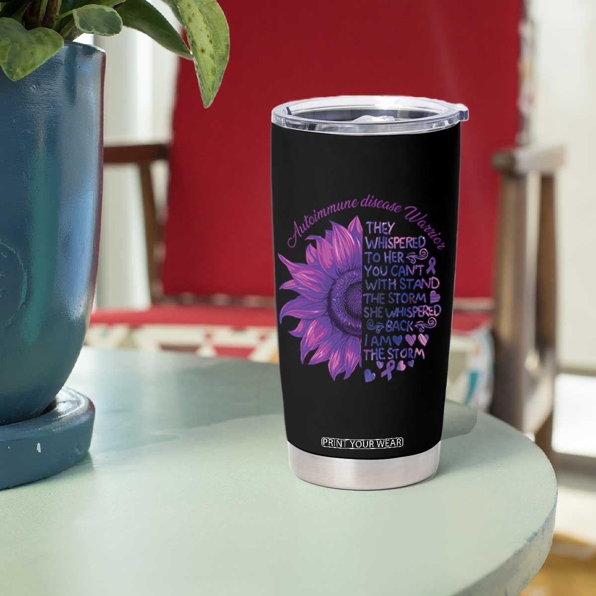 Autoimmune Disease Awereness Tumbler Cup I Am The Storm Purple Ribbon TS10 Print Your Wear