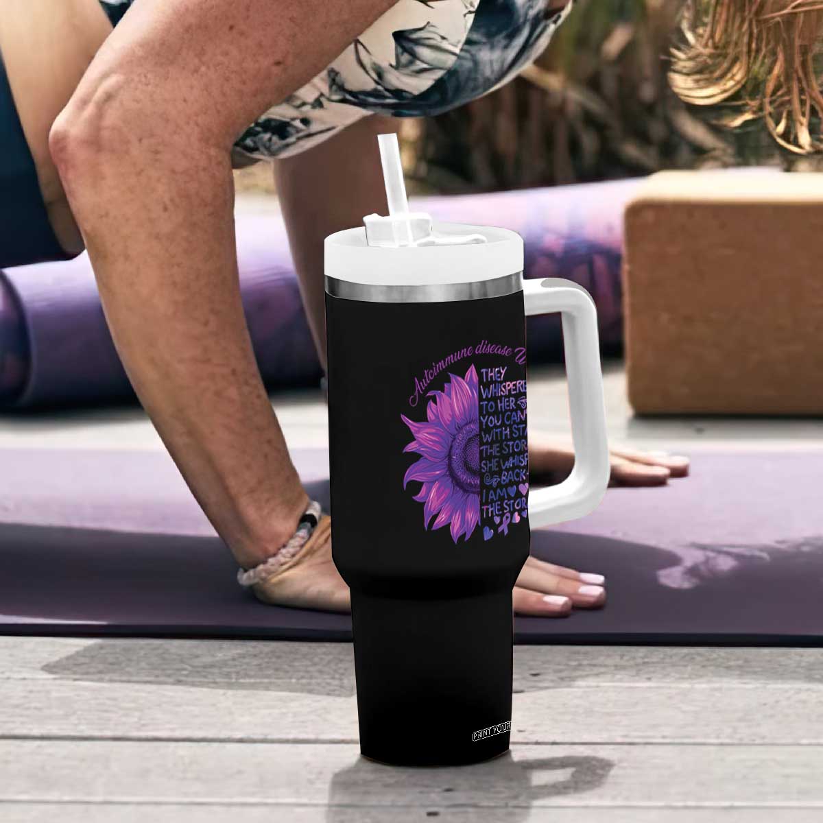 Autoimmune Disease Awereness Tumbler With Handle I Am The Storm Purple Ribbon TS10 Print Your Wear