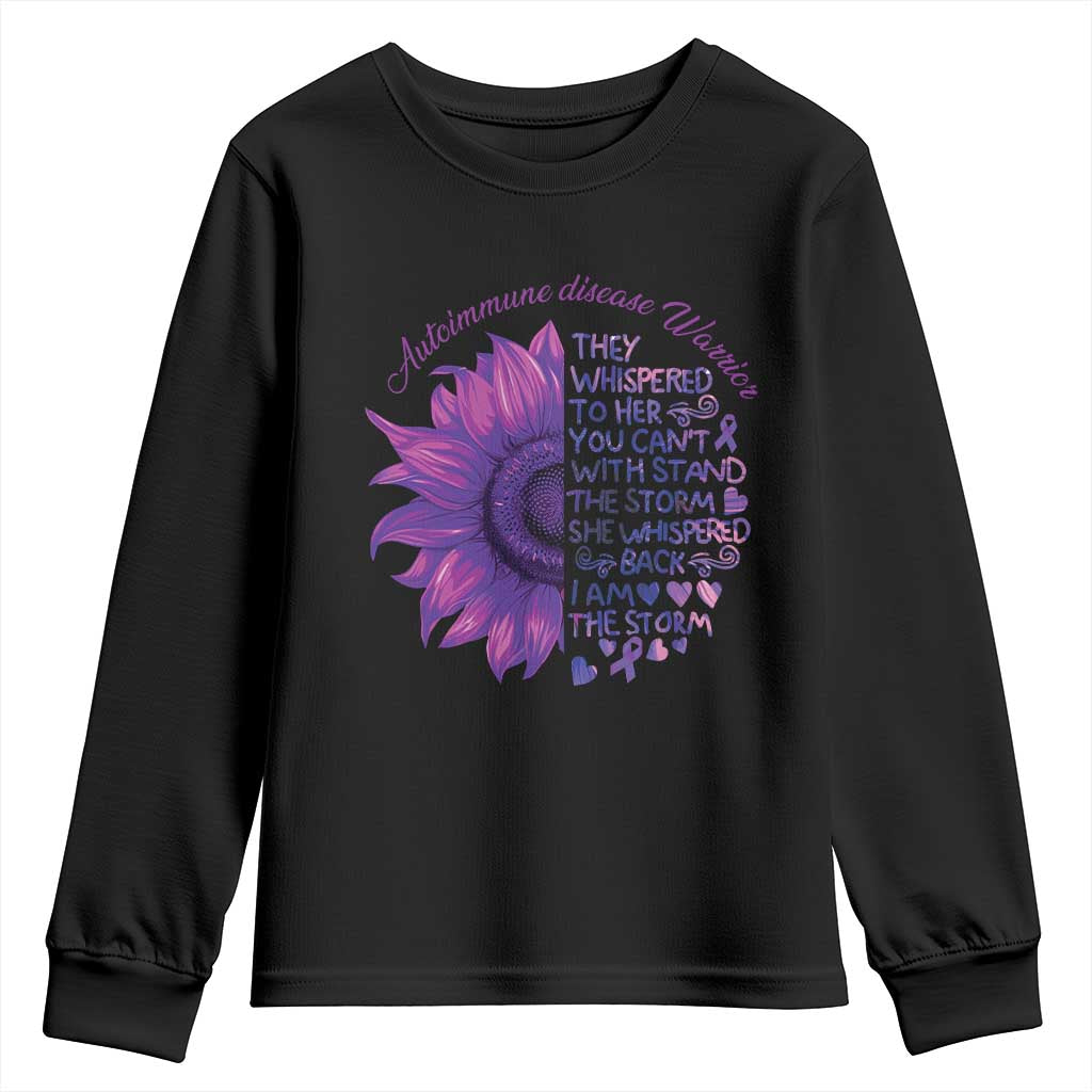Autoimmune Disease Awereness Youth Sweatshirt I Am The Storm Purple Ribbon TS10 Black Print Your Wear