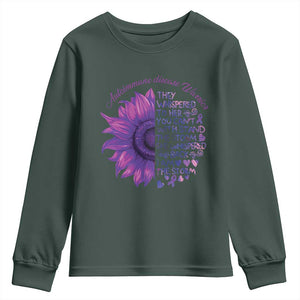 Autoimmune Disease Awereness Youth Sweatshirt I Am The Storm Purple Ribbon TS10 Dark Forest Green Print Your Wear