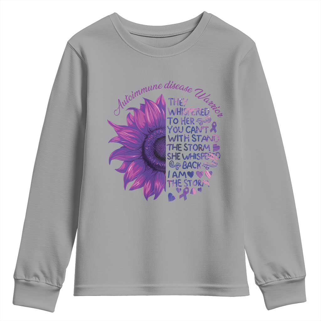 Autoimmune Disease Awereness Youth Sweatshirt I Am The Storm Purple Ribbon TS10 Sport Gray Print Your Wear