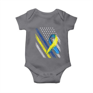 World Down Syndrome Day Baby Onesie Blue Yellow Ribbon American Flag T21 321 TS10 Charcoal Print Your Wear