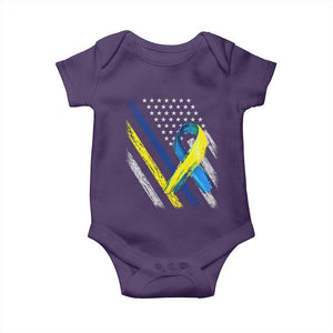 World Down Syndrome Day Baby Onesie Blue Yellow Ribbon American Flag T21 321 TS10 Purple Print Your Wear