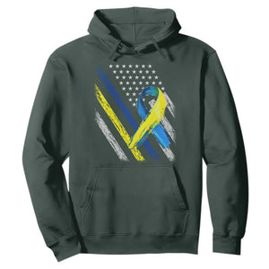 World Down Syndrome Day Hoodie Blue Yellow Ribbon American Flag T21 321 TS10 Dark Forest Green Print Your Wear