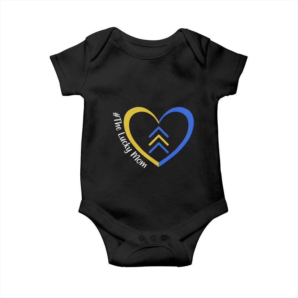 Down Syndrome Mom Baby Onesie Love Heart Three Arrows Lucky Mama T21 321 TS10 Black Print Your Wear