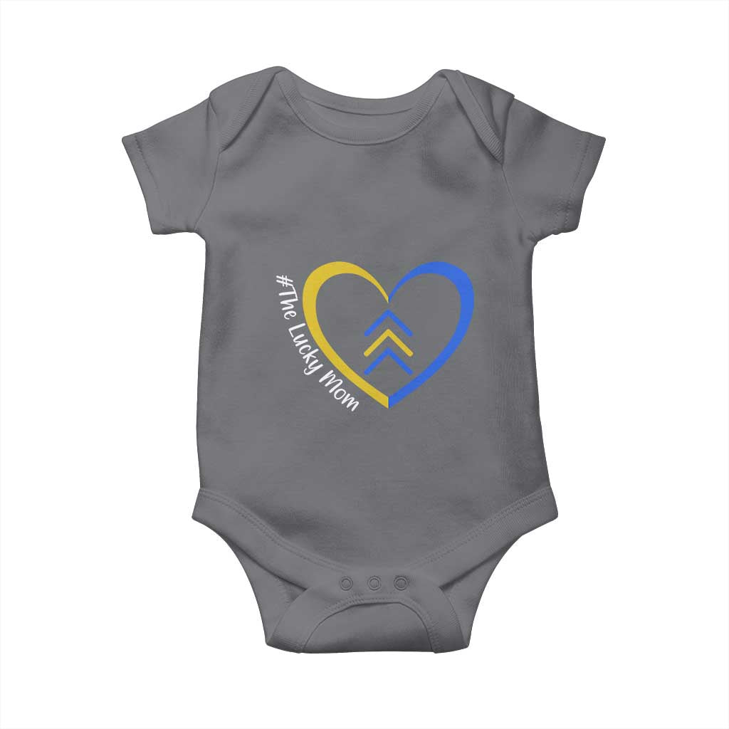 Down Syndrome Mom Baby Onesie Love Heart Three Arrows Lucky Mama T21 321 TS10 Charcoal Print Your Wear