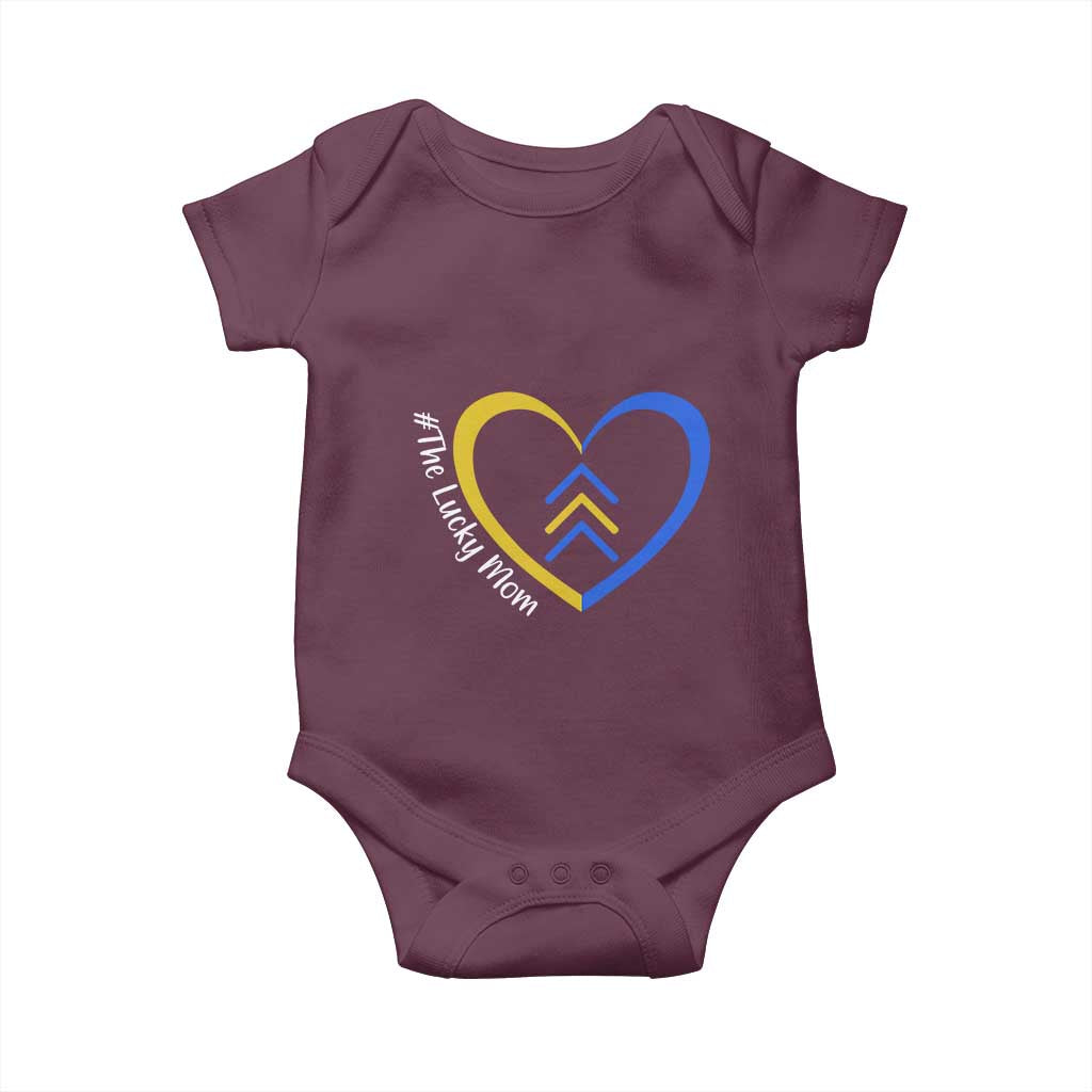 Down Syndrome Mom Baby Onesie Love Heart Three Arrows Lucky Mama T21 321 TS10 Maroon Print Your Wear
