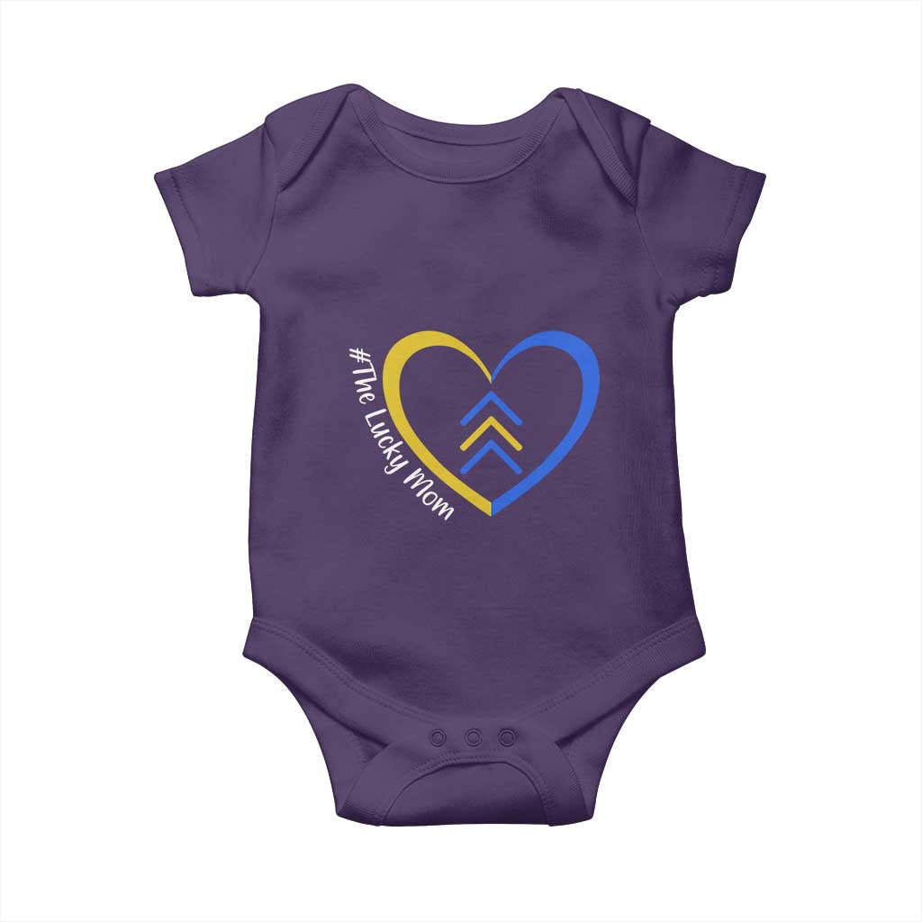 Down Syndrome Mom Baby Onesie Love Heart Three Arrows Lucky Mama T21 321 TS10 Purple Print Your Wear