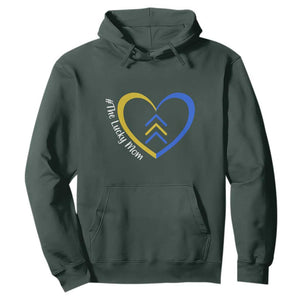 Down Syndrome Mom Hoodie Love Heart Three Arrows Lucky Mama T21 321 TS10 Dark Forest Green Print Your Wear
