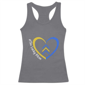 Down Syndrome Mom Racerback Tank Top Love Heart Three Arrows Lucky Mama T21 321 TS10 Charcoal Print Your Wear
