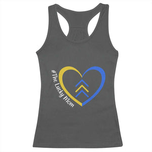 Down Syndrome Mom Racerback Tank Top Love Heart Three Arrows Lucky Mama T21 321 TS10 Dark Heather Print Your Wear