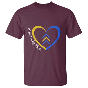 Down Syndrome Mom T Shirt Love Heart Three Arrows Lucky Mama T21 321 TS10 Maroon Print Your Wear