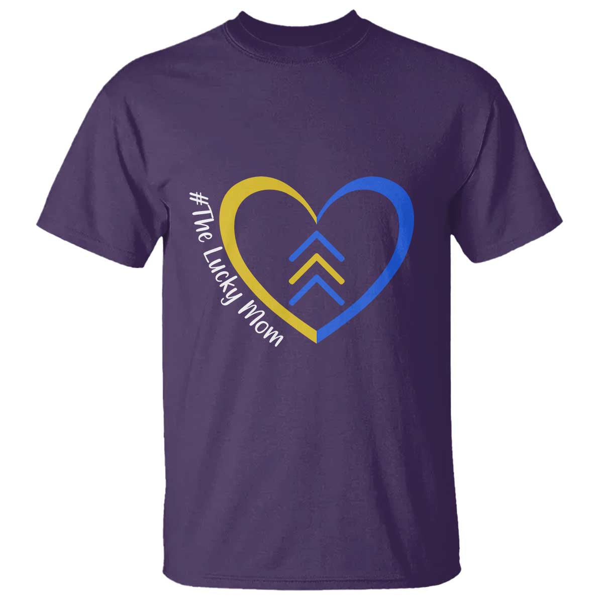 Down Syndrome Mom T Shirt Love Heart Three Arrows Lucky Mama T21 321 TS10 Purple Print Your Wear