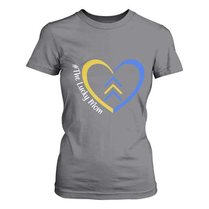 Down Syndrome Mom T Shirt For Women Love Heart Three Arrows Lucky Mama T21 321 TS10 Charcoal Print Your Wear