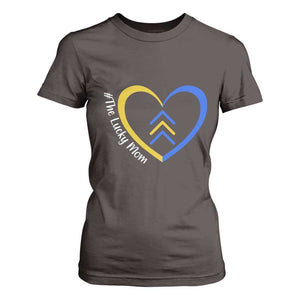 Down Syndrome Mom T Shirt For Women Love Heart Three Arrows Lucky Mama T21 321 TS10 Dark Chocolate Print Your Wear
