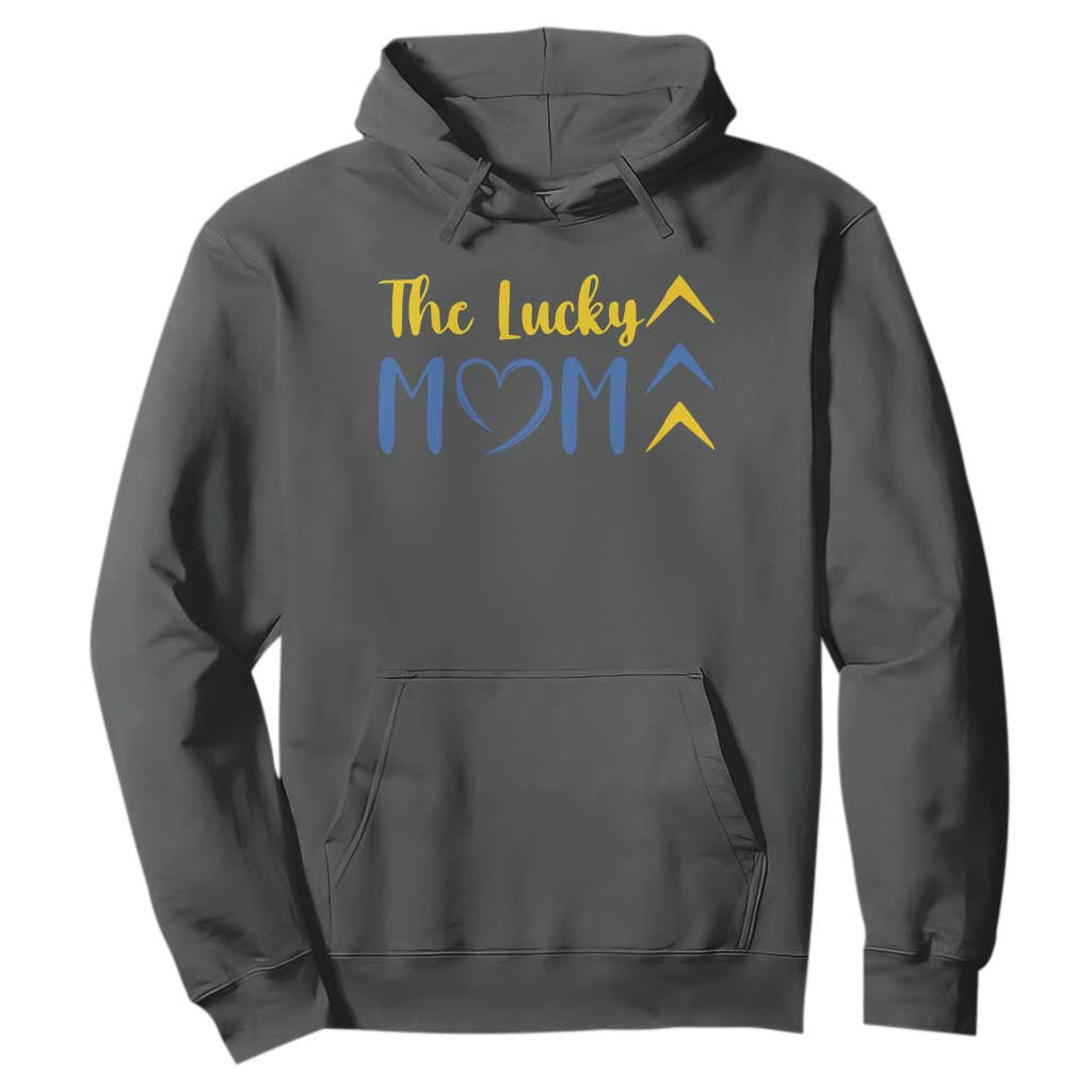 Down Syndrome Mom Hoodie Three Arrows The Lucky Mama T21 321 TS10 Dark Heather Print Your Wear