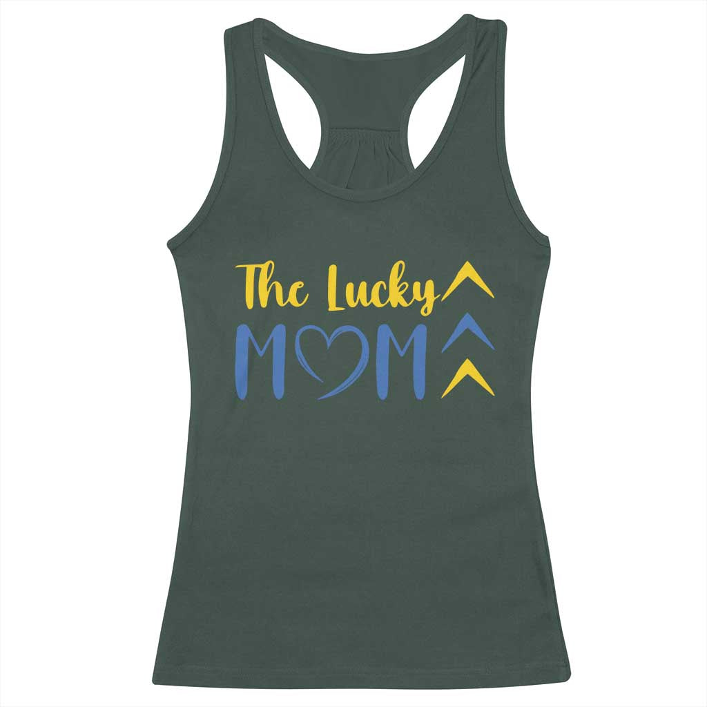 Down Syndrome Mom Racerback Tank Top Three Arrows The Lucky Mama T21 321 TS10 Dark Forest Green Print Your Wear