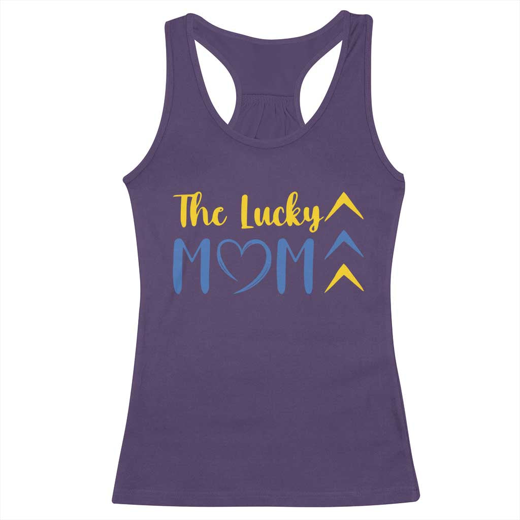 Down Syndrome Mom Racerback Tank Top Three Arrows The Lucky Mama T21 321 TS10 Purple Print Your Wear