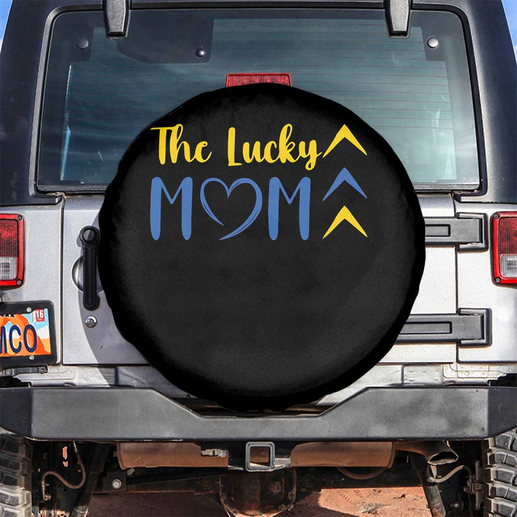 Down Syndrome Mom Spare Tire Cover Three Arrows The Lucky Mama T21 321 TS10 No hole Black Print Your Wear