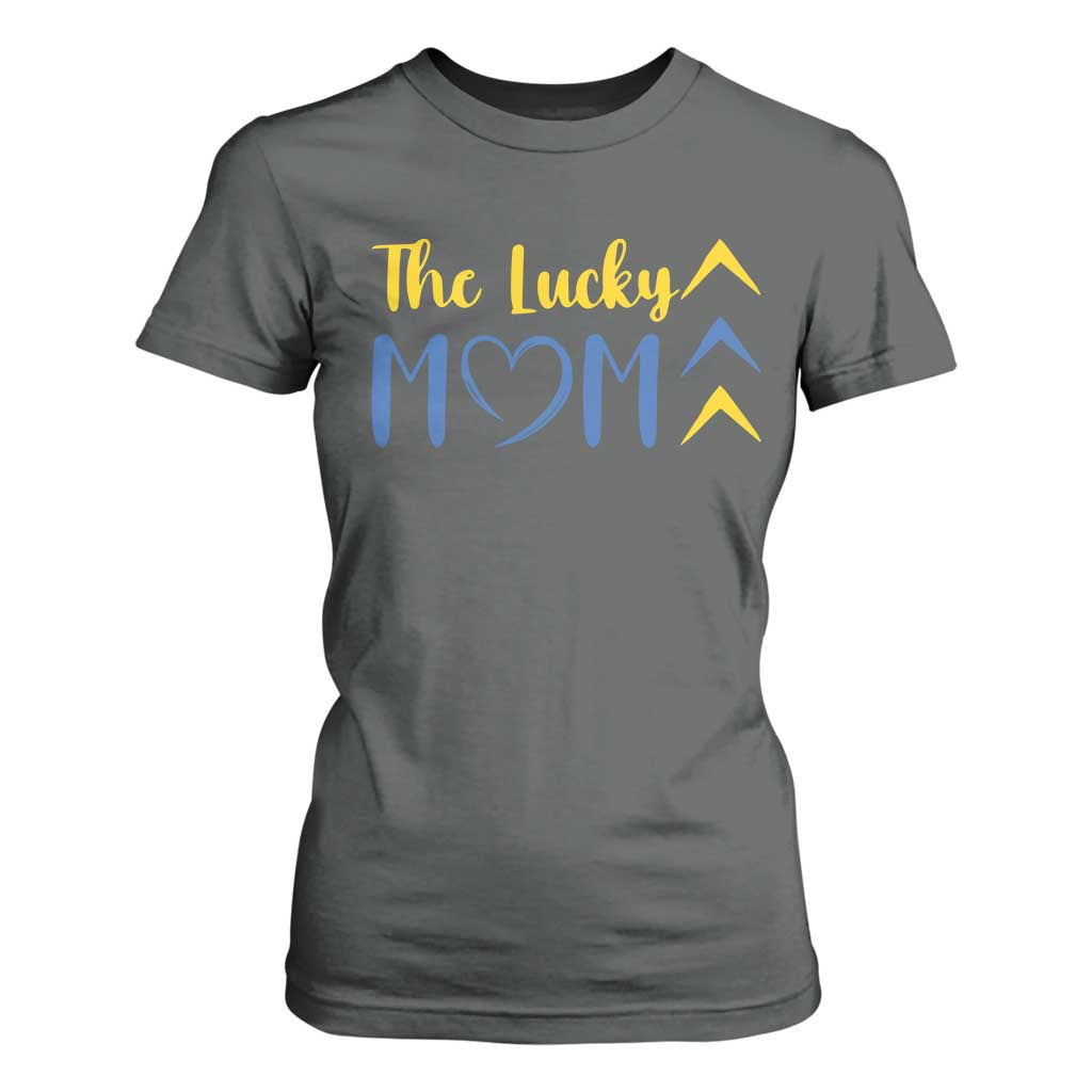Down Syndrome Mom T Shirt For Women Three Arrows The Lucky Mama T21 321 TS10 Dark Heather Print Your Wear
