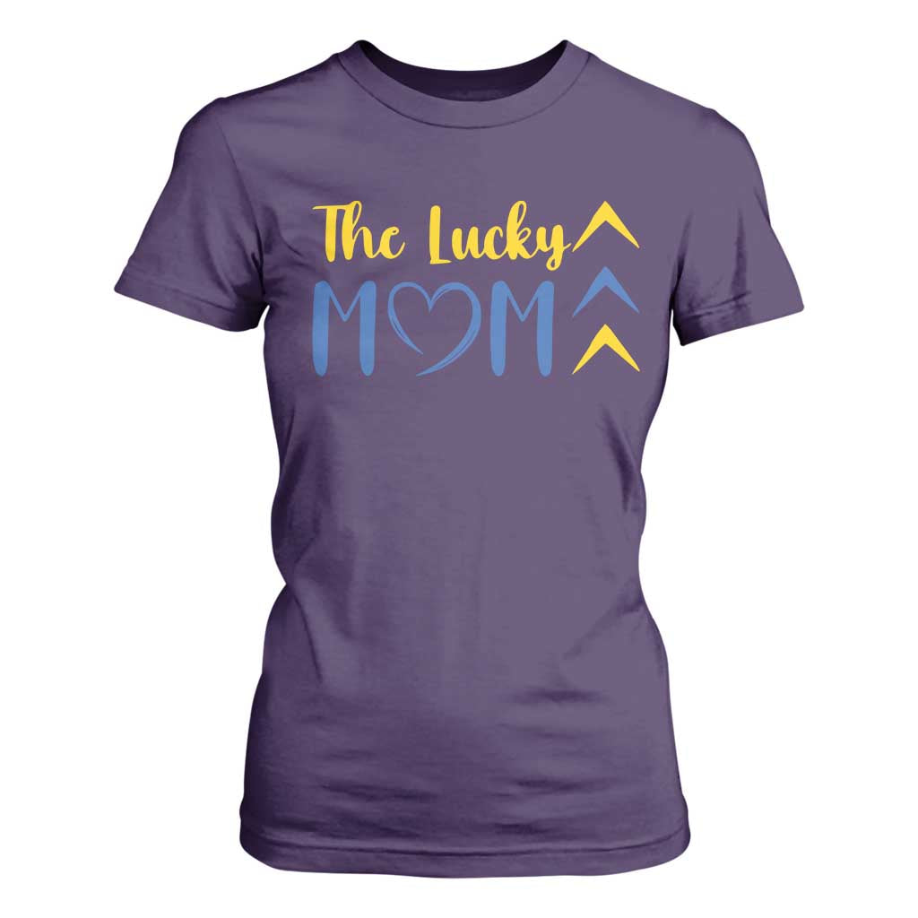 Down Syndrome Mom T Shirt For Women Three Arrows The Lucky Mama T21 321 TS10 Purple Print Your Wear