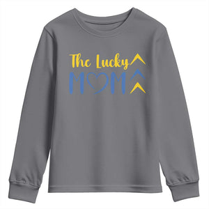 Down Syndrome Mom Youth Sweatshirt Three Arrows The Lucky Mama T21 321 TS10 Charcoal Print Your Wear