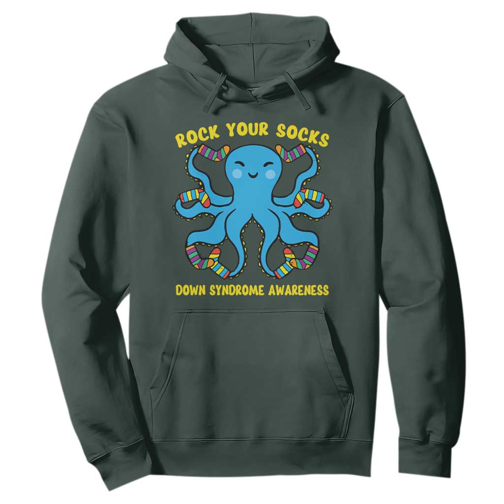 World Down Syndrome Day Hoodie Octopus Rock Your Sock Support 321 TS10 Dark Forest Green Print Your Wear