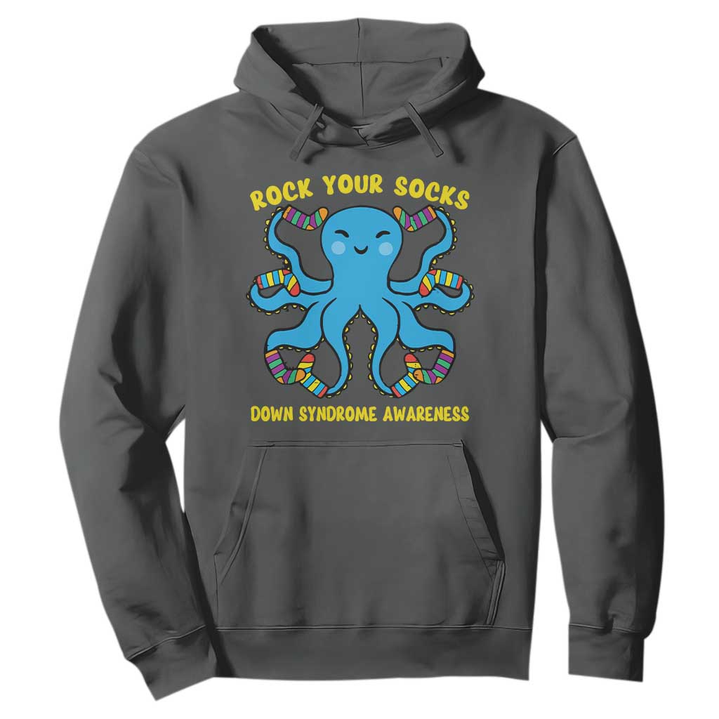 World Down Syndrome Day Hoodie Octopus Rock Your Sock Support 321 TS10 Dark Heather Print Your Wear