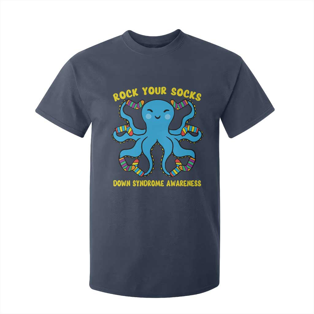 World Down Syndrome Day T Shirt For Kid Octopus Rock Your Sock Support 321 TS10 Navy Print Your Wear