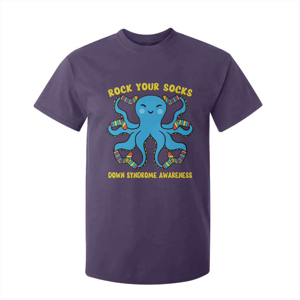 World Down Syndrome Day T Shirt For Kid Octopus Rock Your Sock Support 321 TS10 Purple Print Your Wear