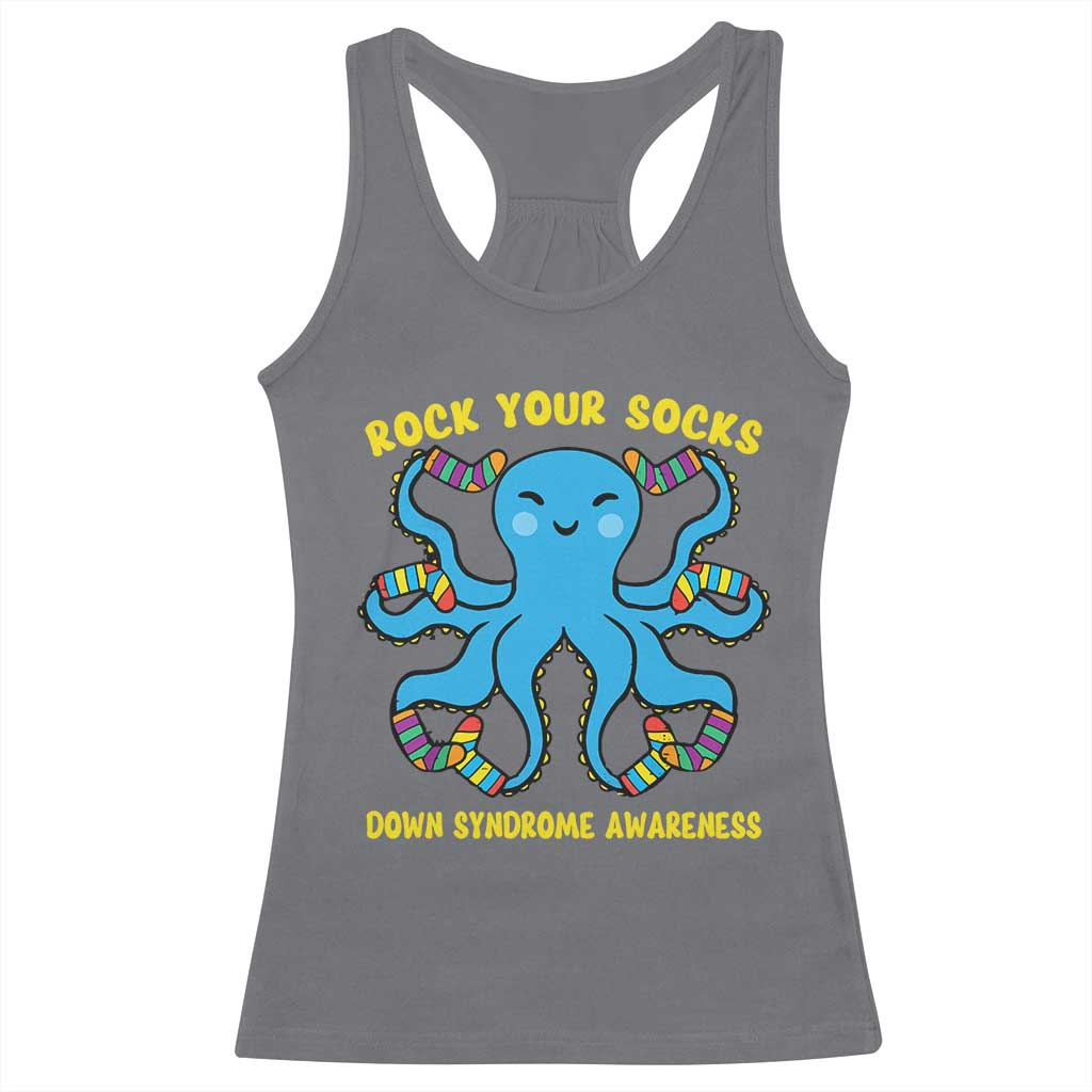 World Down Syndrome Day Racerback Tank Top Octopus Rock Your Sock Support 321 TS10 Charcoal Print Your Wear