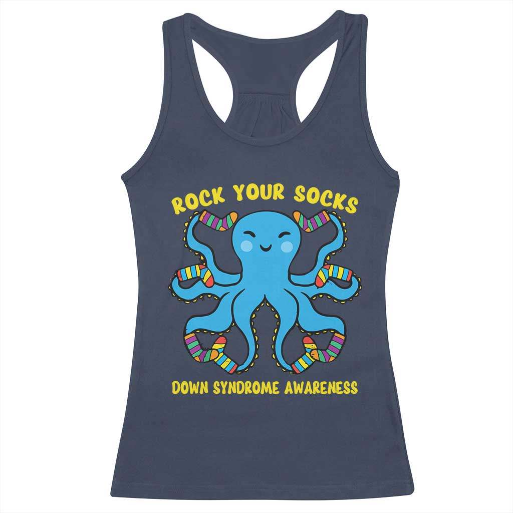 World Down Syndrome Day Racerback Tank Top Octopus Rock Your Sock Support 321 TS10 Navy Print Your Wear